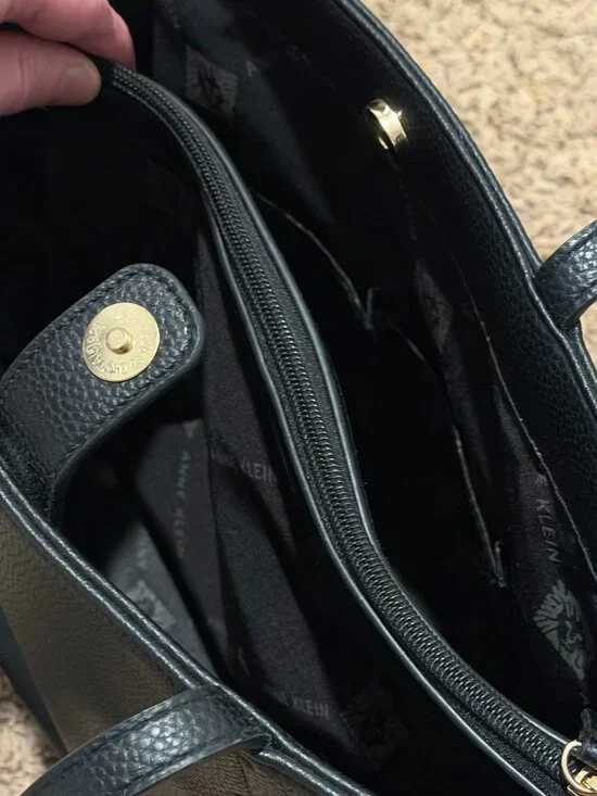 Anne Klein Black Tote Bag EUC - Large Minimalist Shoulder Bag - Picture 4 of 8